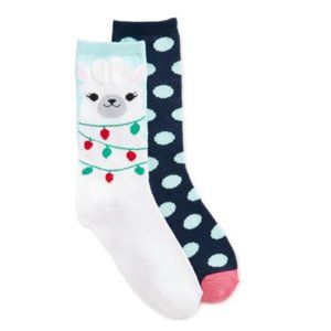 5/$15 Women's Cozy Crew Socks, 2-Pack -Llama